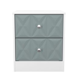 Genoa Ready Assembled Matt Duck Egg Blue & White 2 Drawer Bedside Chest (H)521mm (W)450mm (D)395mm - thumbnail 2