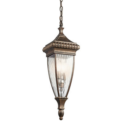 Ip23 Brushed Bronze Led Chain Lantern Light With 2 Bulbs