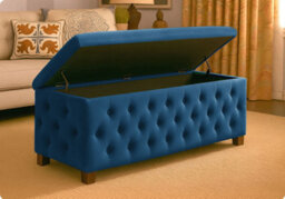 90Cm Wide Empire Ottoman Storage Box With Legs, Emerald Green Velvet Chesterfield Upholstered Ottoman Footstool Coffee Table - thumbnail 5