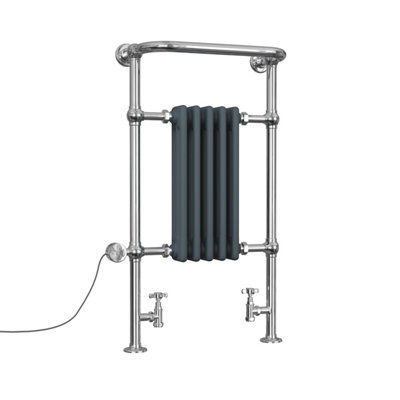 Uk Radiators 1239Btu H963mm X W538mm Anthracite Traditional Thermostatic Column Dual Fuel Heated Towel Rail Arundel - image 1