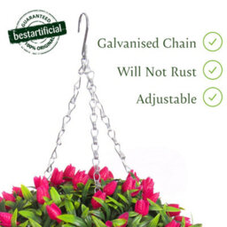 Pair Of Best Artificial 38Cm Pink Lush Tulip Hanging Basket Flower Topiary Ball - Weather & Fade Resistant - thumbnail 3