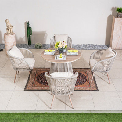 Abrihome Wicker Garden Dining Set 4 Seater - Outdoor Patio Table & Chairs With Olefin Cushions, Weather-Resistant Twist Rattan - image 1