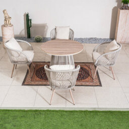 Abrihome Wicker Garden Dining Set 4 Seater - Outdoor Patio Table & Chairs With Olefin Cushions, Weather-Resistant Twist Rattan - thumbnail 2