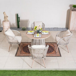 Abrihome Wicker Garden Dining Set 4 Seater - Outdoor Patio Table & Chairs With Olefin Cushions, Weather-Resistant Twist Rattan - thumbnail 1