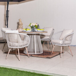 Abrihome Wicker Garden Dining Set 4 Seater - Outdoor Patio Table & Chairs With Olefin Cushions, Weather-Resistant Twist Rattan - thumbnail 3