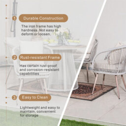 Abrihome Wicker Garden Dining Set 4 Seater - Outdoor Patio Table & Chairs With Olefin Cushions, Weather-Resistant Twist Rattan - thumbnail 7