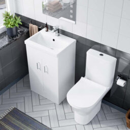 Nes Home 500mm White Basin Vanity & Rimless Close Coupled Toilet Set Flat Pack - thumbnail 2