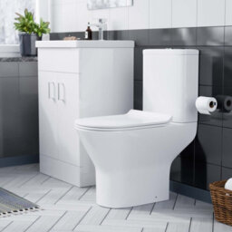 Nes Home 500mm White Basin Vanity & Rimless Close Coupled Toilet Set Flat Pack - thumbnail 4