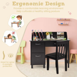 Gainoom Kids Desk And Chair Set Wooden Children Study Table &chair  Writing Table Set - thumbnail 9