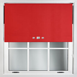 Furnished Blackout Roller Blinds With Triple Square Eyelets And Metal Fittings- Red Trimmable (W)90Cm (L)210Cm