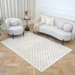 The Rugs Moodi Shaggy Light Beige Nomari Rug Runner Tartan Thick High Pile For Living Rooms, Bedrooms, Hallways, Kitchens - thumbnail 8
