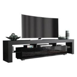 Tv Unit 200Cm Modern Black With High Gloss Doors - Creative Furniture - thumbnail 7