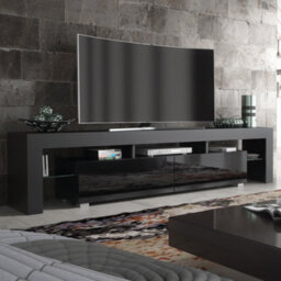 Tv Unit 200Cm Modern Black With High Gloss Doors - Creative Furniture - thumbnail 6