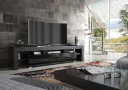 Tv Unit 200Cm Modern Black With High Gloss Doors - Creative Furniture - thumbnail 5