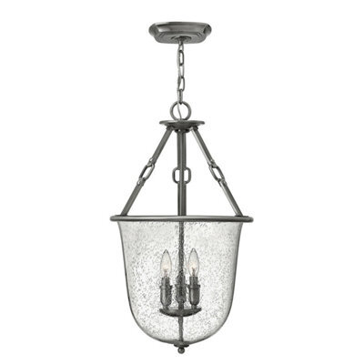 Elegant 3 Bulb Chandelier Ceiling Light In Polished Antique Nickel With Led E14 60W Bulbs