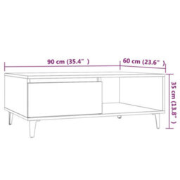 Berkfield Modern Coffee Table Smoked Oak 90X60X35 Cm Engineered Wood - thumbnail 9