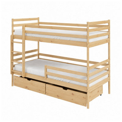 Arte Gusto Pine Wooden Bunk Bed 90 X 200Cm - With 2 Foam Mattresses - image 1