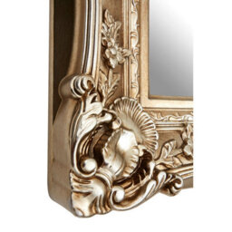 Orsina Stately Design Champagne Finish Square Ornate Wall Mirror, Elegant Slim Mirror, Versatile Hallway Mirror - thumbnail 3