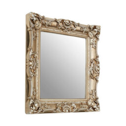 Orsina Stately Design Champagne Finish Square Ornate Wall Mirror, Elegant Slim Mirror, Versatile Hallway Mirror - thumbnail 2