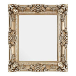 Orsina Stately Design Champagne Finish Square Ornate Wall Mirror, Elegant Slim Mirror, Versatile Hallway Mirror - thumbnail 1