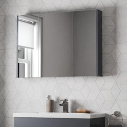 Affine 900mm Bathroom Mirror Cabinet 3 Door Storage Cupboard Wall Mounted Grey Gloss - thumbnail 3