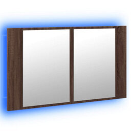 Walplus Led Bathroom Mirror Cabinet Brown Oak 80X12X45 Cm Acrylic - thumbnail 5