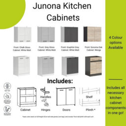Impact Furniture 800mm Kitchen Base Unit Cabinet 2 Door 80Cm Cupboard Shaker Dark Grey Storage Junona - thumbnail 8