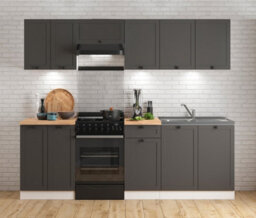 Impact Furniture 800mm Kitchen Base Unit Cabinet 2 Door 80Cm Cupboard Shaker Dark Grey Storage Junona - thumbnail 6
