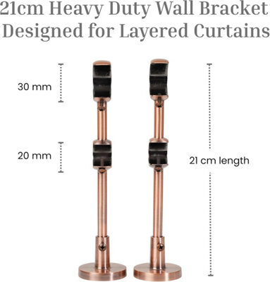 Lister Cartwright Double Curtain Fixed Pole Set With Antique Copper Ball Finials - 19mm And 28mm Metal Poles(120 Cm) - image 1