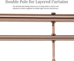 Lister Cartwright Double Curtain Fixed Pole Set With Antique Copper Ball Finials - 19mm And 28mm Metal Poles(120 Cm) - thumbnail 3