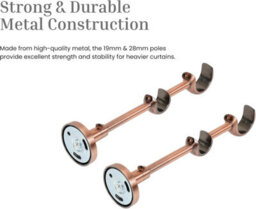 Lister Cartwright Double Curtain Fixed Pole Set With Antique Copper Ball Finials - 19mm And 28mm Metal Poles(120 Cm) - thumbnail 4