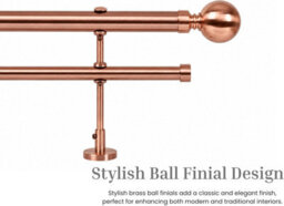 Lister Cartwright Double Curtain Fixed Pole Set With Antique Copper Ball Finials - 19mm And 28mm Metal Poles(120 Cm) - thumbnail 2