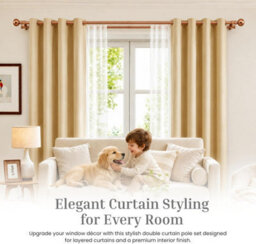 Lister Cartwright Double Curtain Fixed Pole Set With Antique Copper Ball Finials - 19mm And 28mm Metal Poles(120 Cm) - thumbnail 5