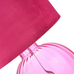 Happy Homewares Contemporary Light Pink Ribbed Glass Table Lamp With Soft Velvet Fabric Shade - thumbnail 6