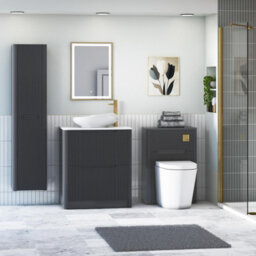 Royal Bathrooms Avenza 600mm Matt Obsidian Black Floor Standing Countertop Bathroom Vanity Unit 2 Drawer With Nova Basin - thumbnail 4