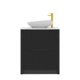 Royal Bathrooms Avenza 600mm Matt Obsidian Black Floor Standing Countertop Bathroom Vanity Unit 2 Drawer With Nova Basin - thumbnail 6