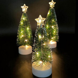 Amorly 3Pack Mini Artificial Tabletop Christmas Tree With Led Lights, Green Small Xmas Tree For Christmas Party & Home Decor - thumbnail 1