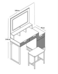 Kosy Koala Dressing Table Set With Led Mirror, Storage Cabinet And Stool, White And Gold For Bedroom - thumbnail 5