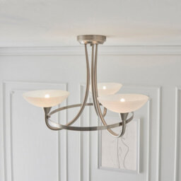 Luminosa Lighting Luminosa Cagney 3 Light Semi Flush Multi Arm Ceiling Light Satin Chrome, White Painted Glass With Faint Line Pattern, G9 - thumbnail 5