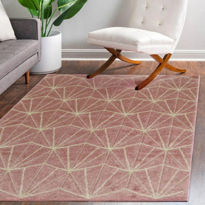 Portland Pink Geometric Large Rug, (L)230Cm X (W)160Cm - image 1