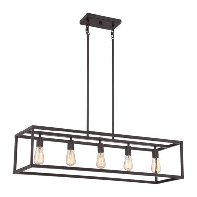 Elegant 5 Bulb Chandelier Pendant Light In Western Bronze Finish With Led Bulbs
