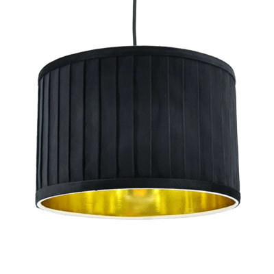 First Choice Lighting Sundance - Black Velvet Pleated 30Cm Lamp Shade With Gold Inner - image 1