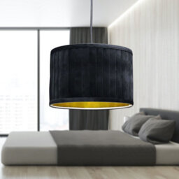First Choice Lighting Sundance - Black Velvet Pleated 30Cm Lamp Shade With Gold Inner - thumbnail 5