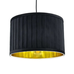 First Choice Lighting Sundance - Black Velvet Pleated 30Cm Lamp Shade With Gold Inner - thumbnail 1