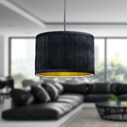 First Choice Lighting Sundance - Black Velvet Pleated 30Cm Lamp Shade With Gold Inner - thumbnail 4