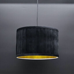 First Choice Lighting Sundance - Black Velvet Pleated 30Cm Lamp Shade With Gold Inner - thumbnail 2