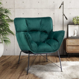 Velvet Emerald Green Eliana Accent Chair - thumbnail 2