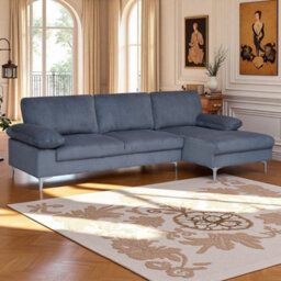 Eco Living Ravenna Jumbo Cord Sectional Corner Right Hand Facing Sofa In Grey - thumbnail 1