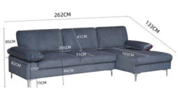 Eco Living Ravenna Jumbo Cord Sectional Corner Right Hand Facing Sofa In Grey - thumbnail 5