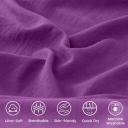 Bedlooms Purple Cotton Duvet Cover Set, Breathable & Anti-Allergic Bedding Pack, Double 200X200Cm - thumbnail 4